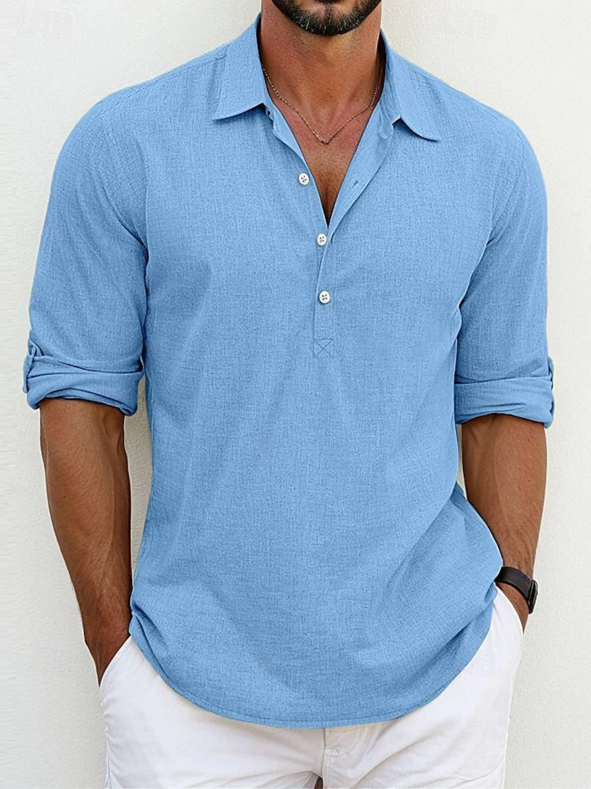 Men's Long Sleeve Collared Shirt Summer 2026 Loose Fit Pure Color Half Open Cardigan Stylish Mens Shirts Polyester Fiber
Men's Long Sleeve Collared Shirt Summer 2026 Loose Fit Pure Color Half Open Cardigan Stylish Mens Shirts Polyester Fiber