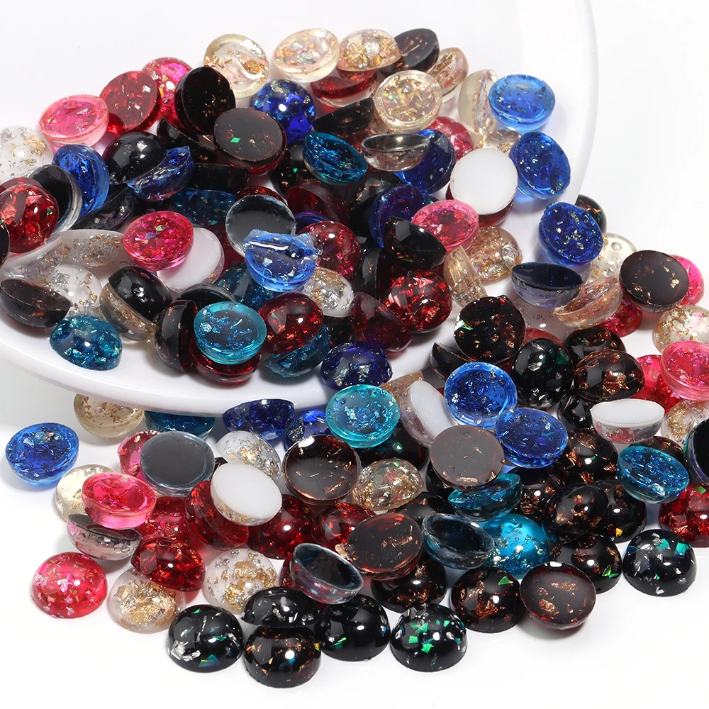 50pcs/lot 10 12mm New Resin Colored Foil Cabochon For Jewelry Making Round Cabochon DIY Handmade Hair Clip Earrings Accessories
50pcs/lot 10 12mm New Resin Colored Foil Cabochon For Jewelry Making Round Cabochon DIY Handmade Hair Clip Earrings Accessories