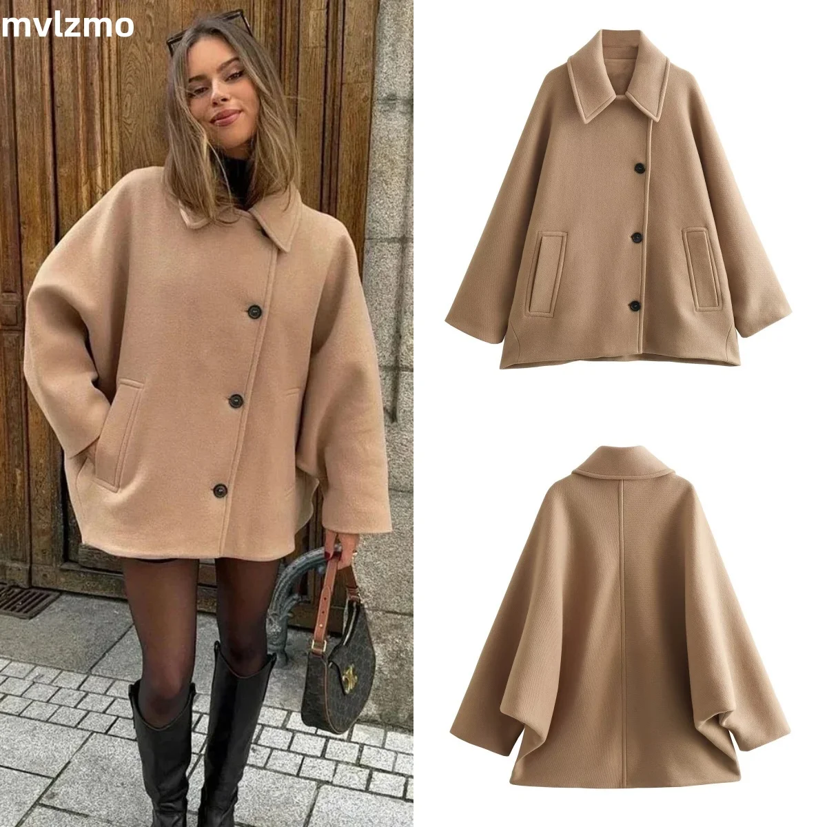 Fashion Lapel Woolen Jacket For Women 2024 Spring Single Breasted Long Sleeve Coats Female Elegant Oversized Chic Street Outwear
Fashion Lapel Woolen Jacket For Women 2024 Spring Single Breasted Long Sleeve Coats Female Elegant Oversized Chic Street Outwear