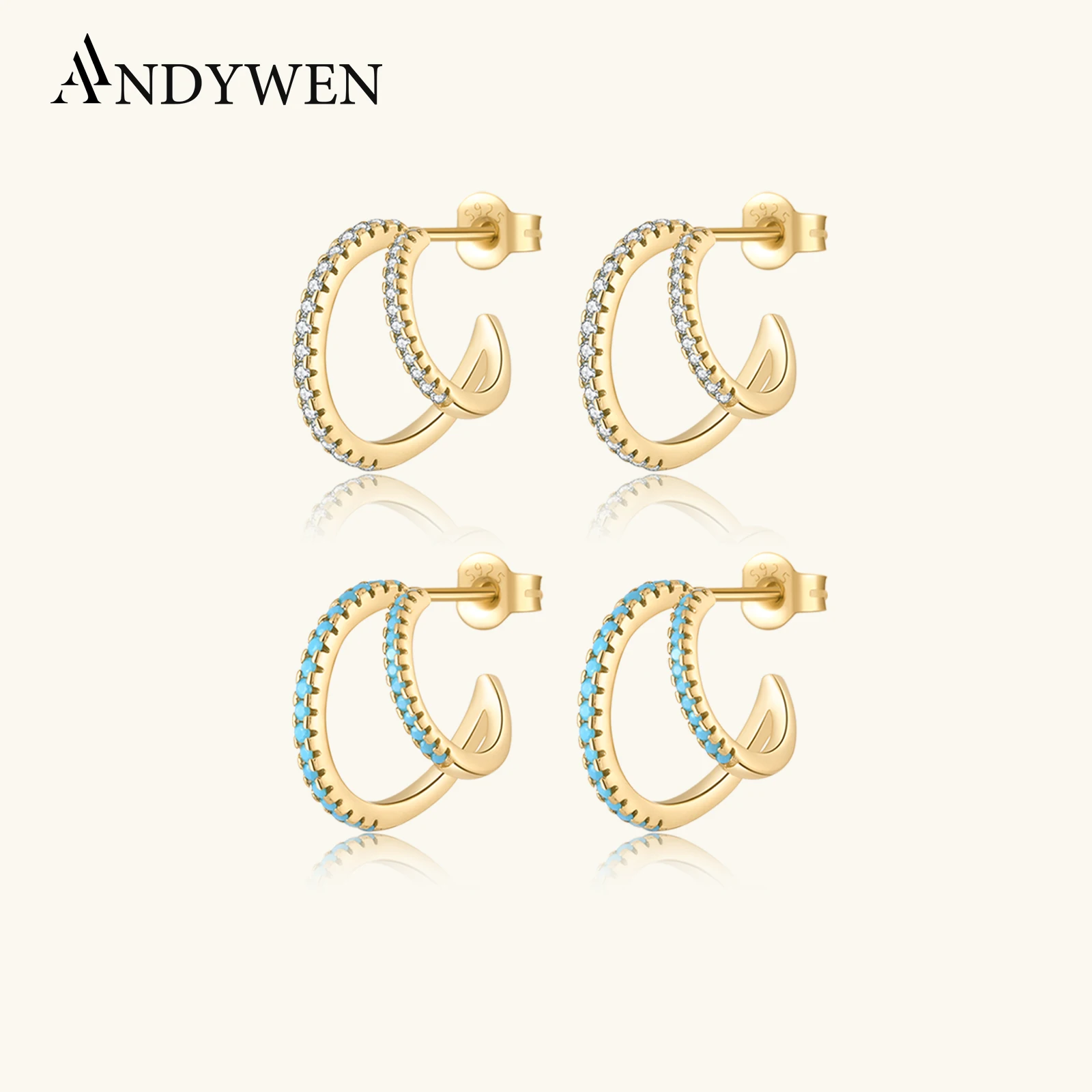 ANDYWEN 925 Sterling Silver Two Circle Piercing Hoop Luxury Women Fine Turquoise Luxury Pendiente Jewels Spring Collection
ANDYWEN 925 Sterling Silver Two Circle Piercing Hoop Luxury Women Fine Turquoise Luxury Pendiente Jewels Spring Collection