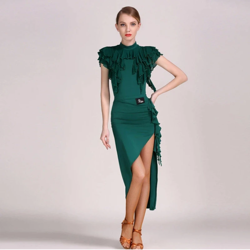 Adult Latin Dance Costume 1703 Ruffle Sleeves High Neck Top One-piece Professional Practice Dance Costume New Top and Skirt
Adult Latin Dance Costume 1703 Ruffle Sleeves High Neck Top One-piece Professional Practice Dance Costume New Top and Skirt