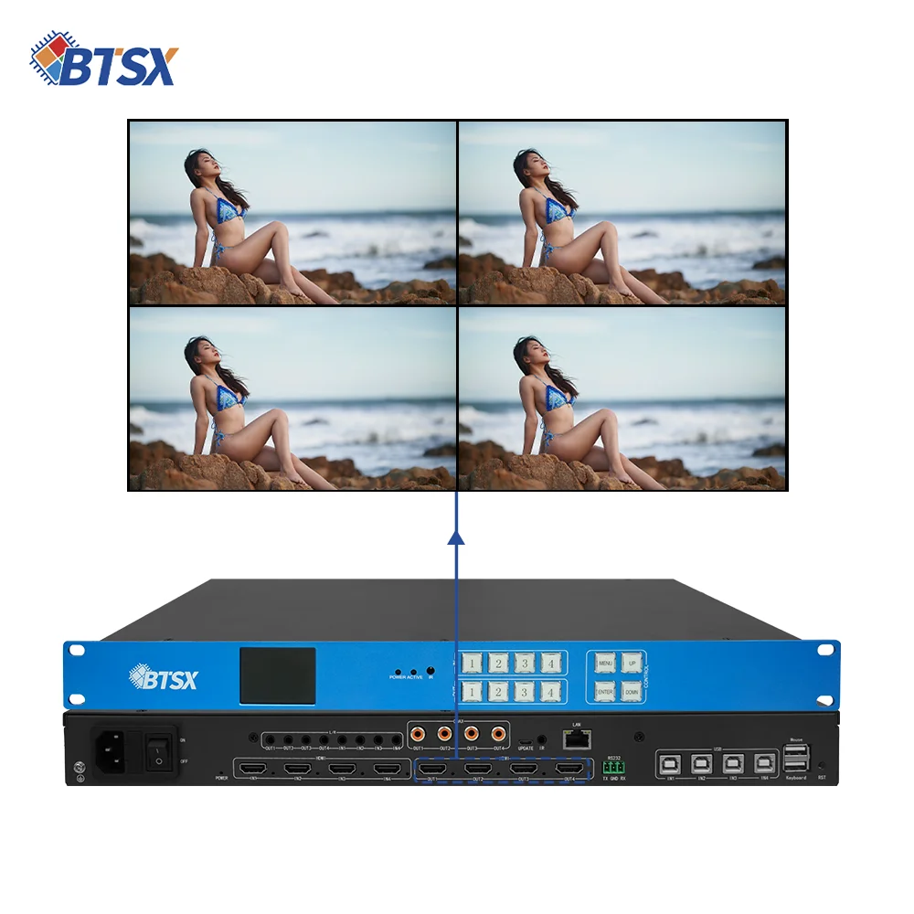 Bitvisus MD404Ma 2*2 1*4 1*2 1*3 Video Wall Display 4K Multi-Screen Video Wall Processor 4*1 3*1Video Wall Switchers
Bitvisus MD404Ma 2*2 1*4 1*2 1*3 Video Wall Display 4K Multi-Screen Video Wall Processor 4*1 3*1Video Wall Switchers
