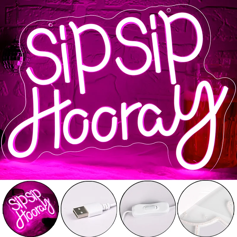 SipSip Hooray Neon Signs for Wall Decor Text Led Lights for Party Decor Pink Led Signs for Bar Bistro Family Reunion
SipSip Hooray Neon Signs for Wall Decor Text Led Lights for Party Decor Pink Led Signs for Bar Bistro Family Reunion