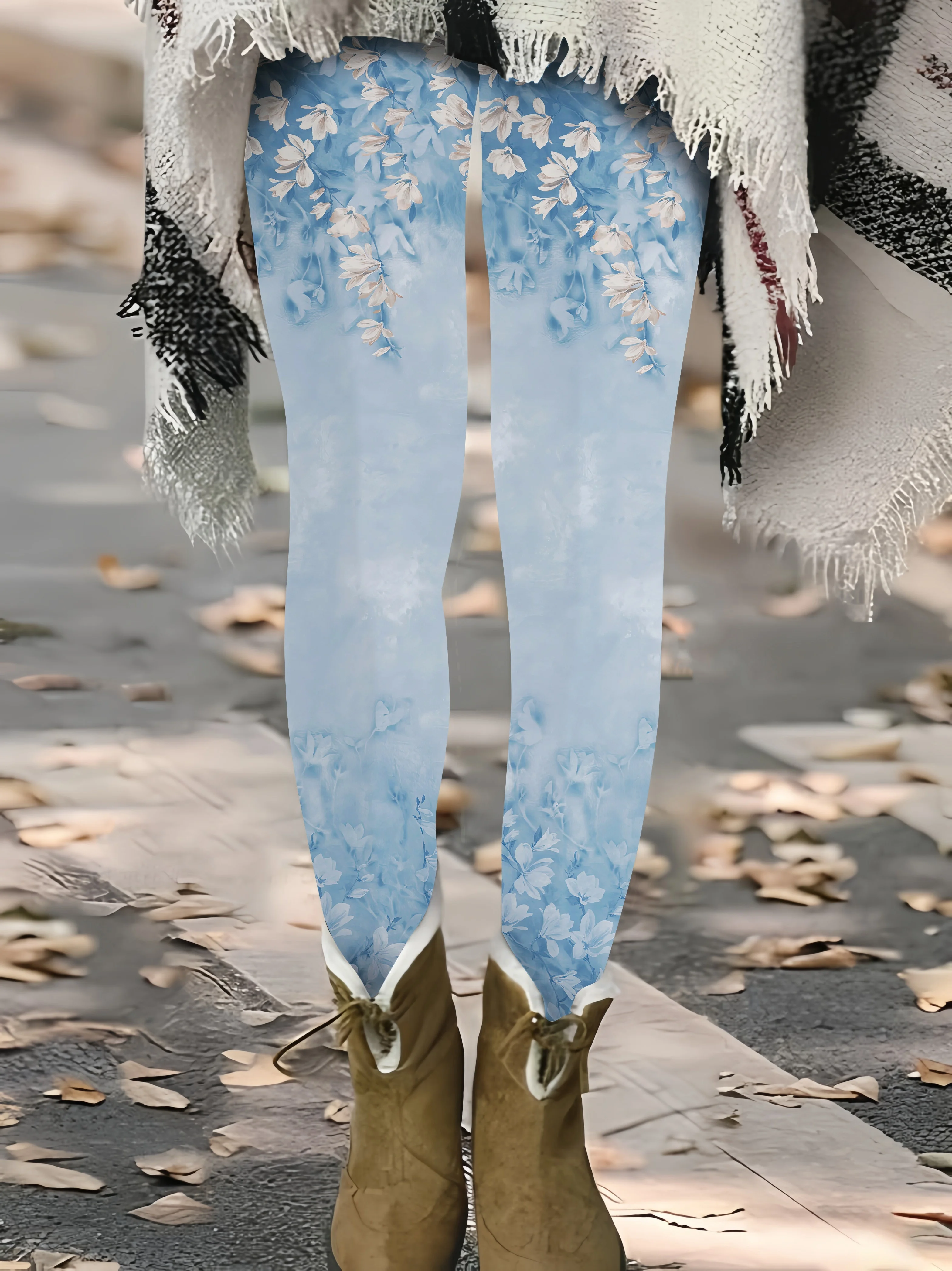Women's Light Blue Watercolor Floral Print Leggings Soft Stretchy Casual Trousers
Women's Light Blue Watercolor Floral Print Leggings Soft Stretchy Casual Trousers
