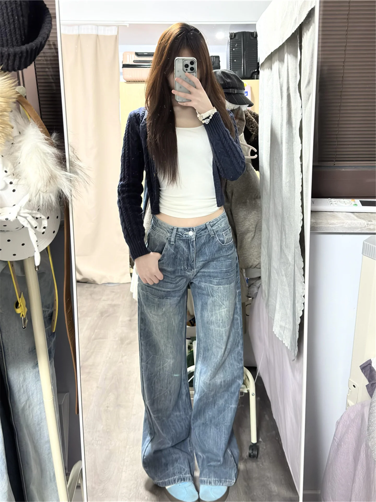 American High Street Design Wide Leg Jeans Women Loose Slim Tall Extended Low Waist Spicy Pants Casual Wash Cotton Zipper
American High Street Design Wide Leg Jeans Women Loose Slim Tall Extended Low Waist Spicy Pants Casual Wash Cotton Zipper