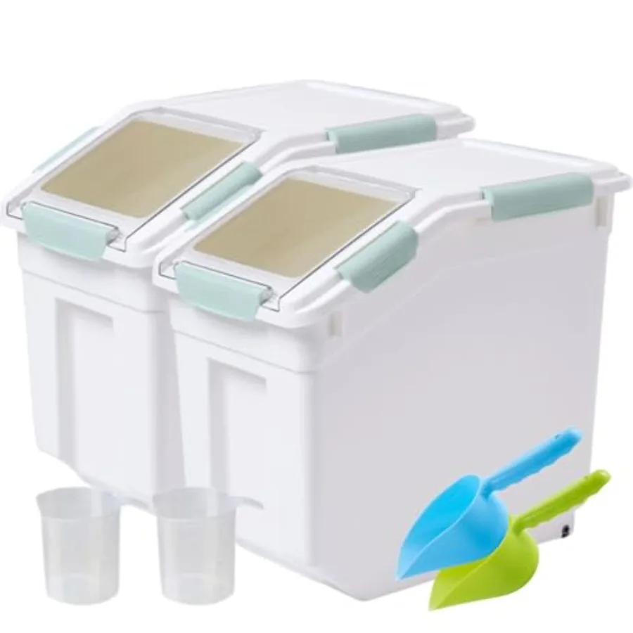 Rice Container 25 lbs, Large Airtight Flour Storage Container with Wheels Measuring Cup, 2 Pack a Set BPA free Food Bin Grain O
Rice Container 25 lbs, Large Airtight Flour Storage Container with Wheels Measuring Cup, 2 Pack a Set BPA free Food Bin Grain O
