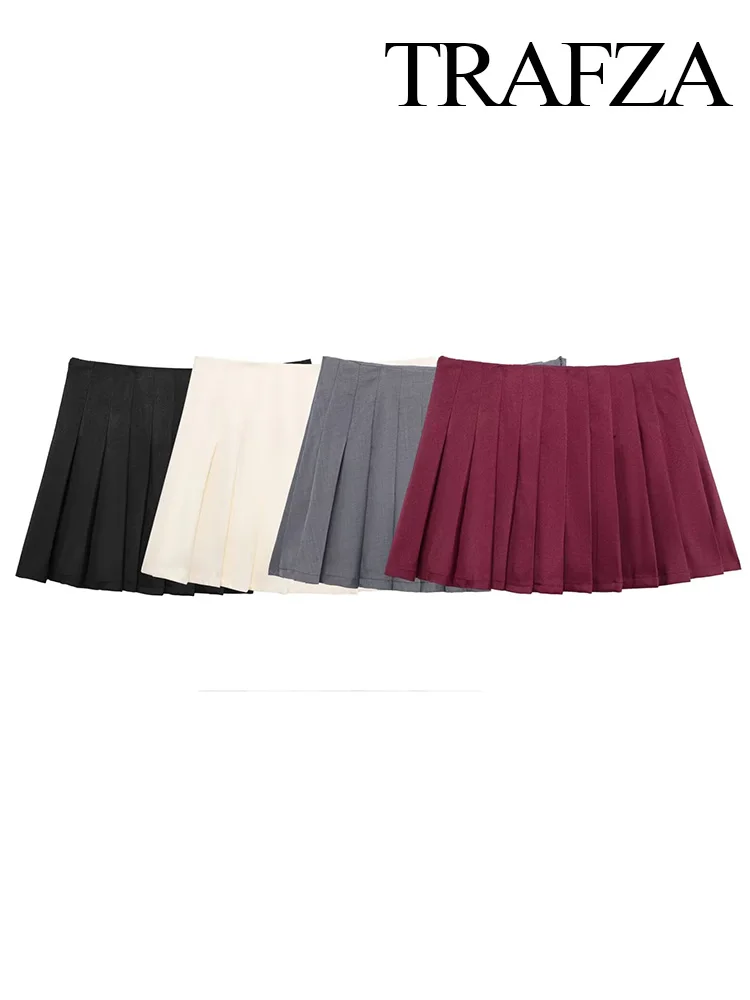 TRAFZA Women Pleated Mini Skirts Trendy Side Zipper Casual High Waist Skirts Summer Female Fashion Sweetwear Solid Skirts 2025
TRAFZA Women Pleated Mini Skirts Trendy Side Zipper Casual High Waist Skirts Summer Female Fashion Sweetwear Solid Skirts 2025