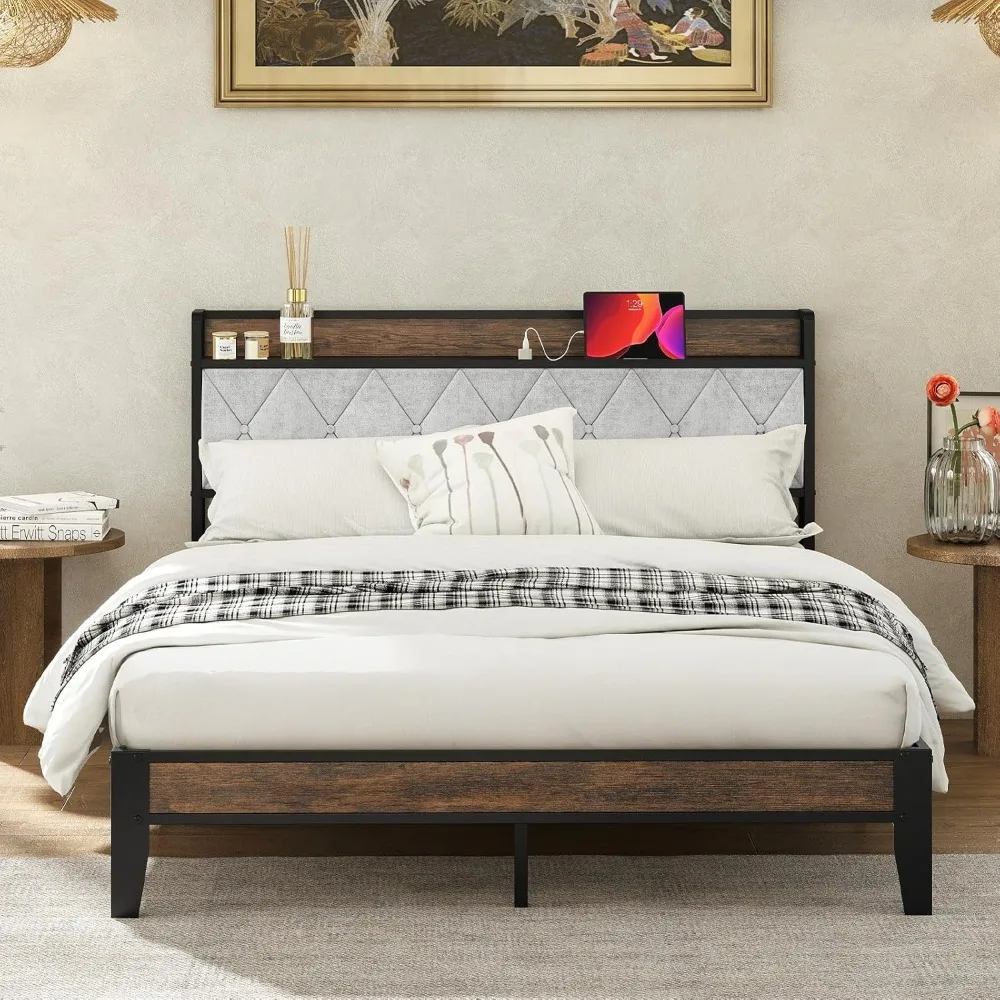 Sweetcrispy Queen Bed Frame with Headboard, Storage Headboard with USB Charging Station, Durable Squeak-Free Frame, Simple No-To
Sweetcrispy Queen Bed Frame with Headboard, Storage Headboard with USB Charging Station, Durable Squeak-Free Frame, Simple No-To