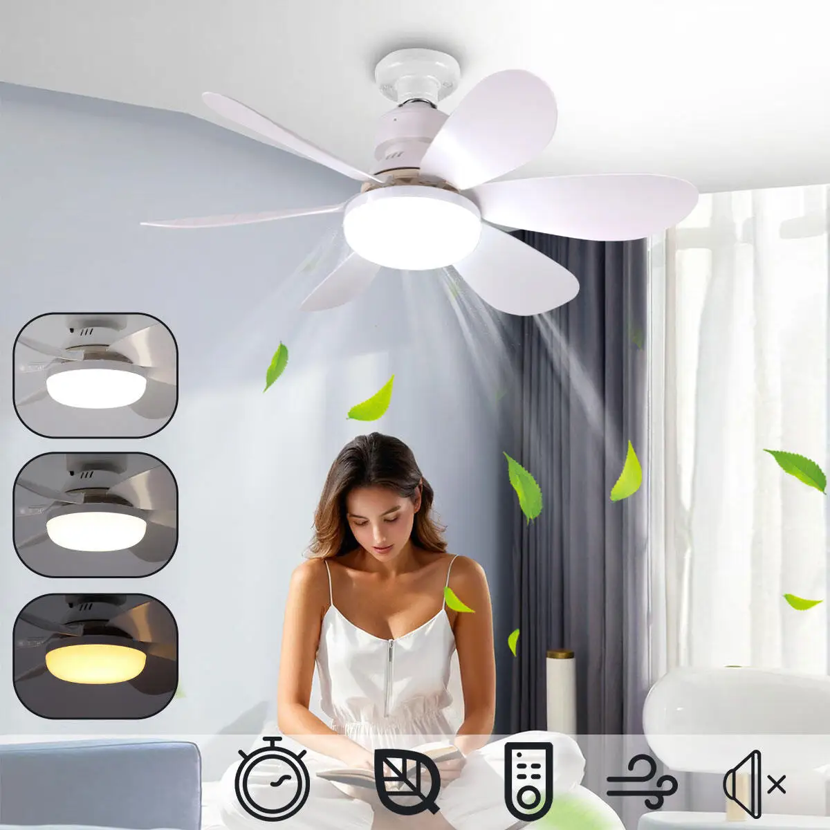 Светодиодный потолочный вентилятор-светильник LED 40W E27 с пультом дистанционного управления для регулировки яркости, подходит для гостиной, кабинета, домашнего использования, 85-265В.
Светодиодный потолочный вентилятор-светильник LED 40W E27 с пультом дистанционного управления для регулировки яркости, подходит для гостиной, кабинета, домашнего использования, 85-265В.