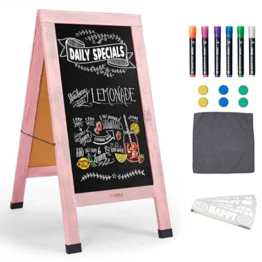Large Sandwich A-Frame Chalkboard Sign - 40 x 20 Inch Magnetic Wooden Chalk Board for Sidewalk Stand up Double-Sided Outdoor Ea
Large Sandwich A-Frame Chalkboard Sign - 40 x 20 Inch Magnetic Wooden Chalk Board for Sidewalk Stand up Double-Sided Outdoor Ea