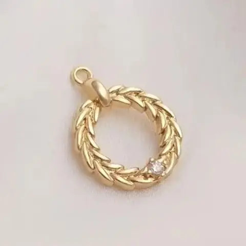 14K Gold Color with Zircon Wheat Ears Ring Pendant DIY Handmade Necklace Earrings Charm Pendant Accessories K324
14K Gold Color with Zircon Wheat Ears Ring Pendant DIY Handmade Necklace Earrings Charm Pendant Accessories K324