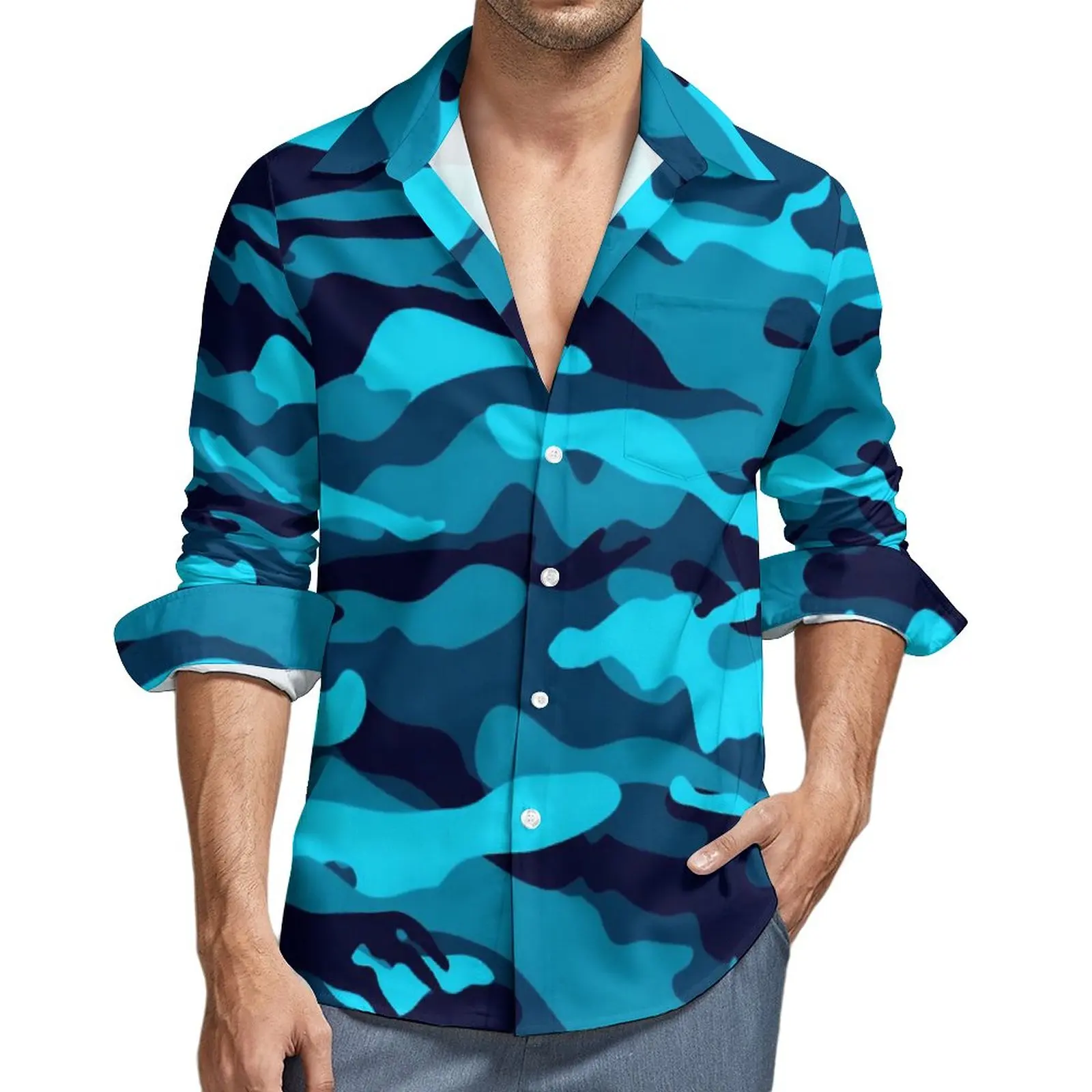 Blue Camo Print Casual Shirts Male Camouflage Shirt Long Sleeve Vintage Street Style Blouses Spring Design Tops Plus Size
Blue Camo Print Casual Shirts Male Camouflage Shirt Long Sleeve Vintage Street Style Blouses Spring Design Tops Plus Size