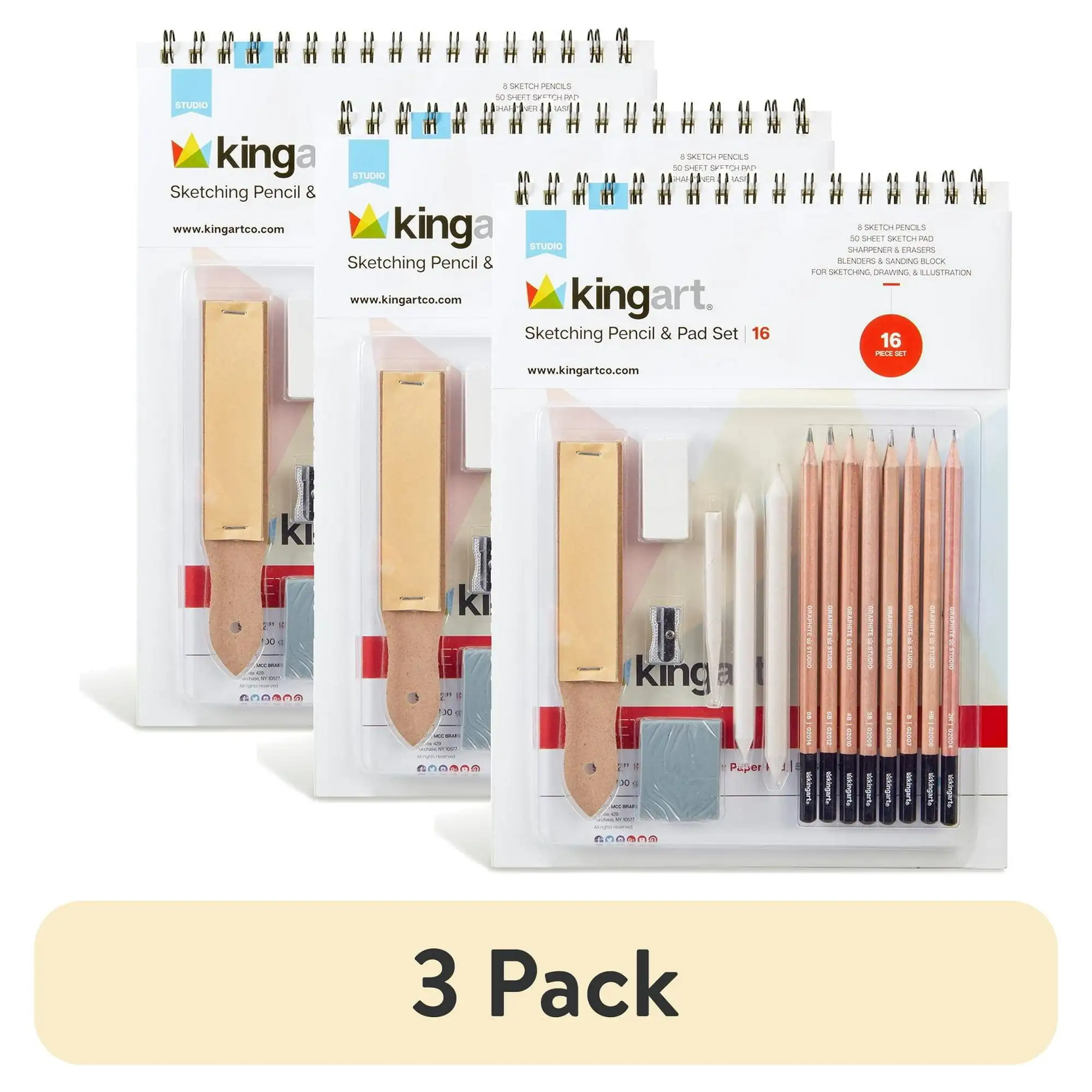 (3 pack) Kingart Studio, Sketching & Drawing Pencil Art Set Kit, 16 Pc., For Beginners and Experts
(3 pack) Kingart Studio, Sketching & Drawing Pencil Art Set Kit, 16 Pc., For Beginners and Experts