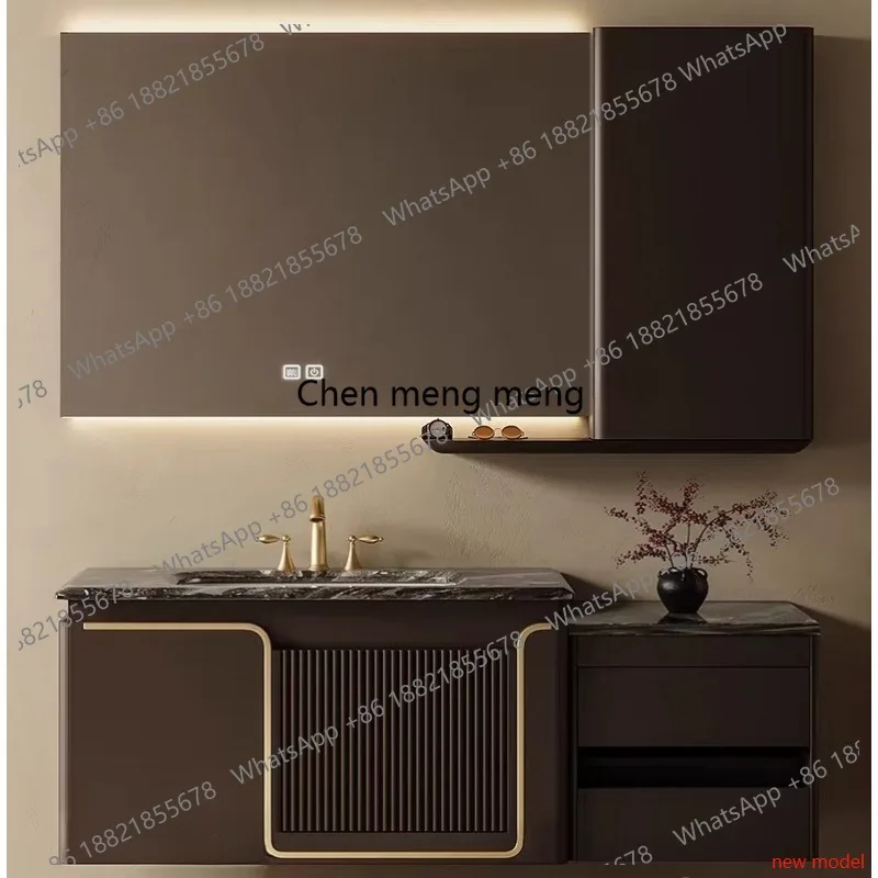 French retro oak bathroom cabinet combination bathroom luxury stone double basin hand wash station
French retro oak bathroom cabinet combination bathroom luxury stone double basin hand wash station