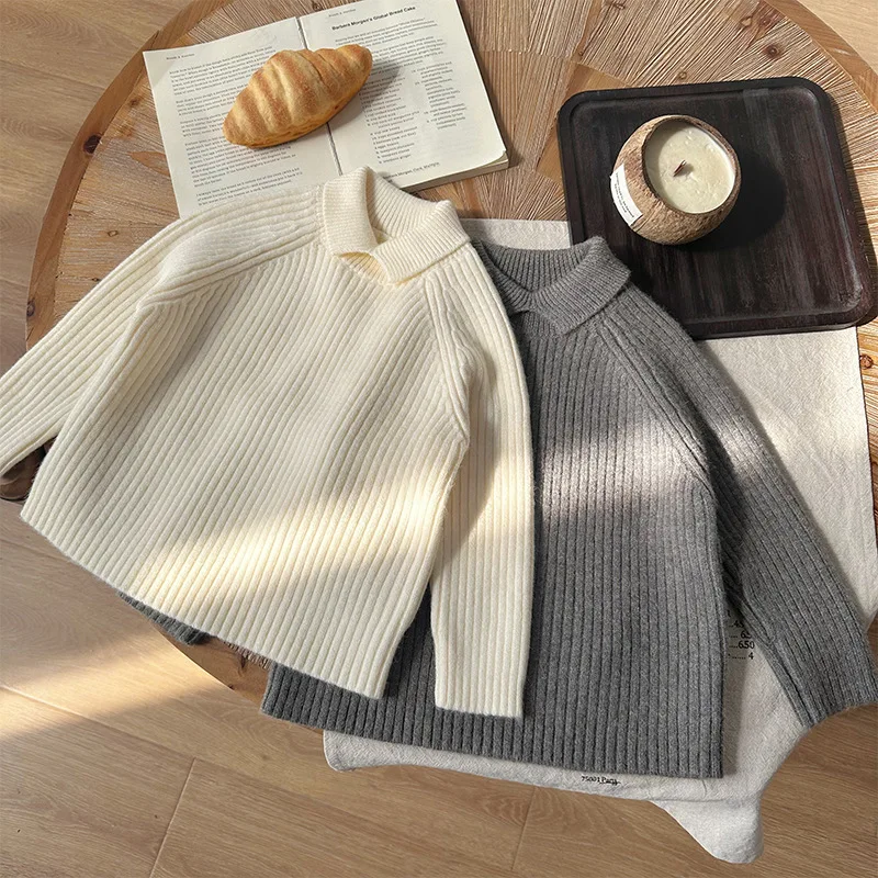 Children's Sweater 2025 Autumn and Winter New Boys Sweater Lapel Solid Color Pullover Knitted Sweater 
Children's Sweater 2025 Autumn and Winter New Boys Sweater Lapel Solid Color Pullover Knitted Sweater