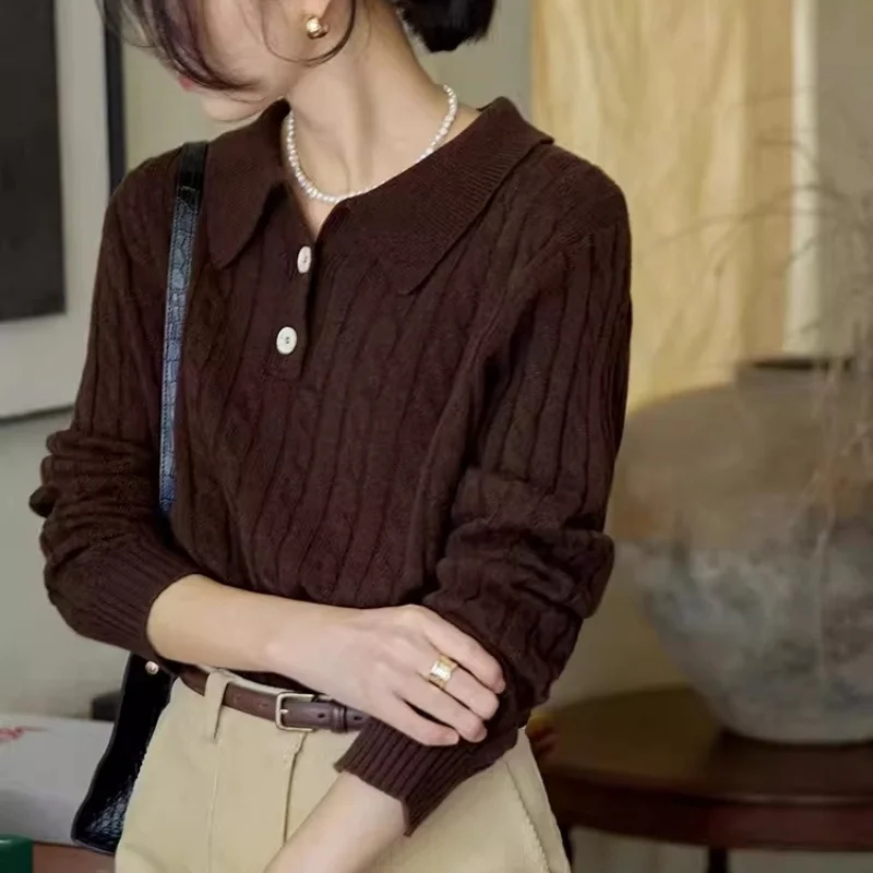 Осень и зима, новая толстовка с воротником-поло, свитер из 100% чистой шерсти, 2025 г., корейский модный воротник, мягкий вязаный кашемировый топ для женщин
Осень и зима, новая толстовка с воротником-поло, свитер из 100% чистой шерсти, 2025 г., корейский модный воротник, мягкий вязаный кашемировый топ для женщин