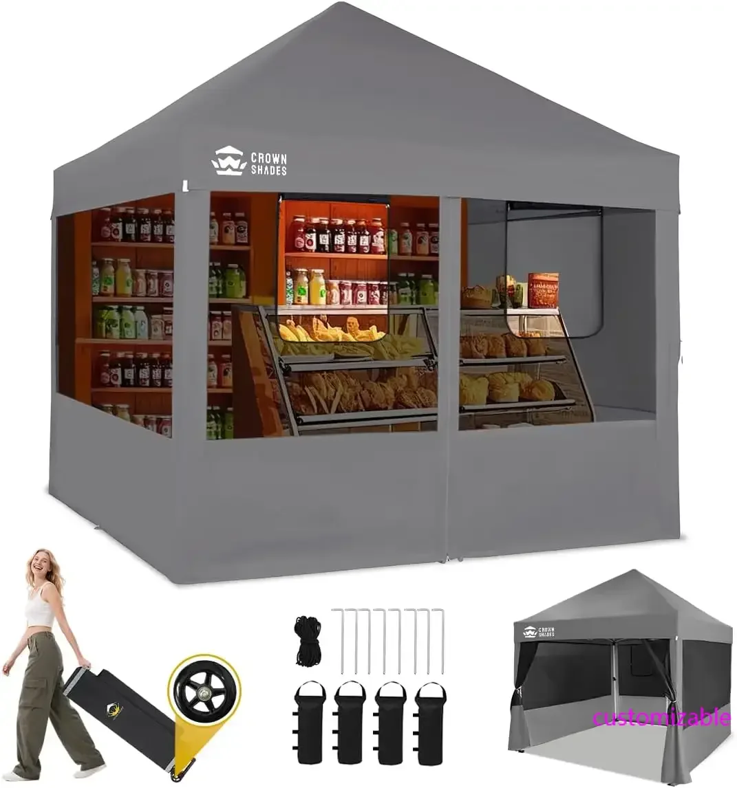 10x10 Pop Up Canopy with 4 Food Booth Sidewall Kit, Instant Commercial Canopy Tent with 1-Person Setup 8-Way Centerlock, Grey
10x10 Pop Up Canopy with 4 Food Booth Sidewall Kit, Instant Commercial Canopy Tent with 1-Person Setup 8-Way Centerlock, Grey