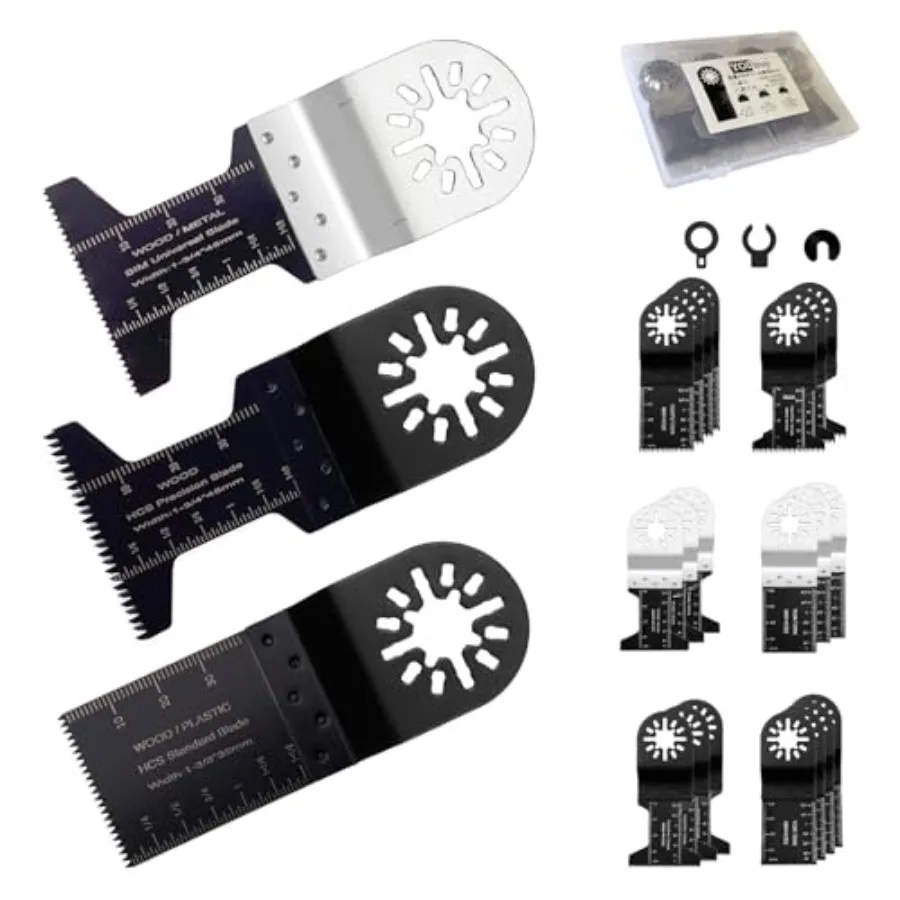 20 Pcs Oscillating Tool Blades Combination Pack with 3 Types Tools for Wood and Soft Metal Compatible with Star-Lock Tools
20 Pcs Oscillating Tool Blades Combination Pack with 3 Types Tools for Wood and Soft Metal Compatible with Star-Lock Tools