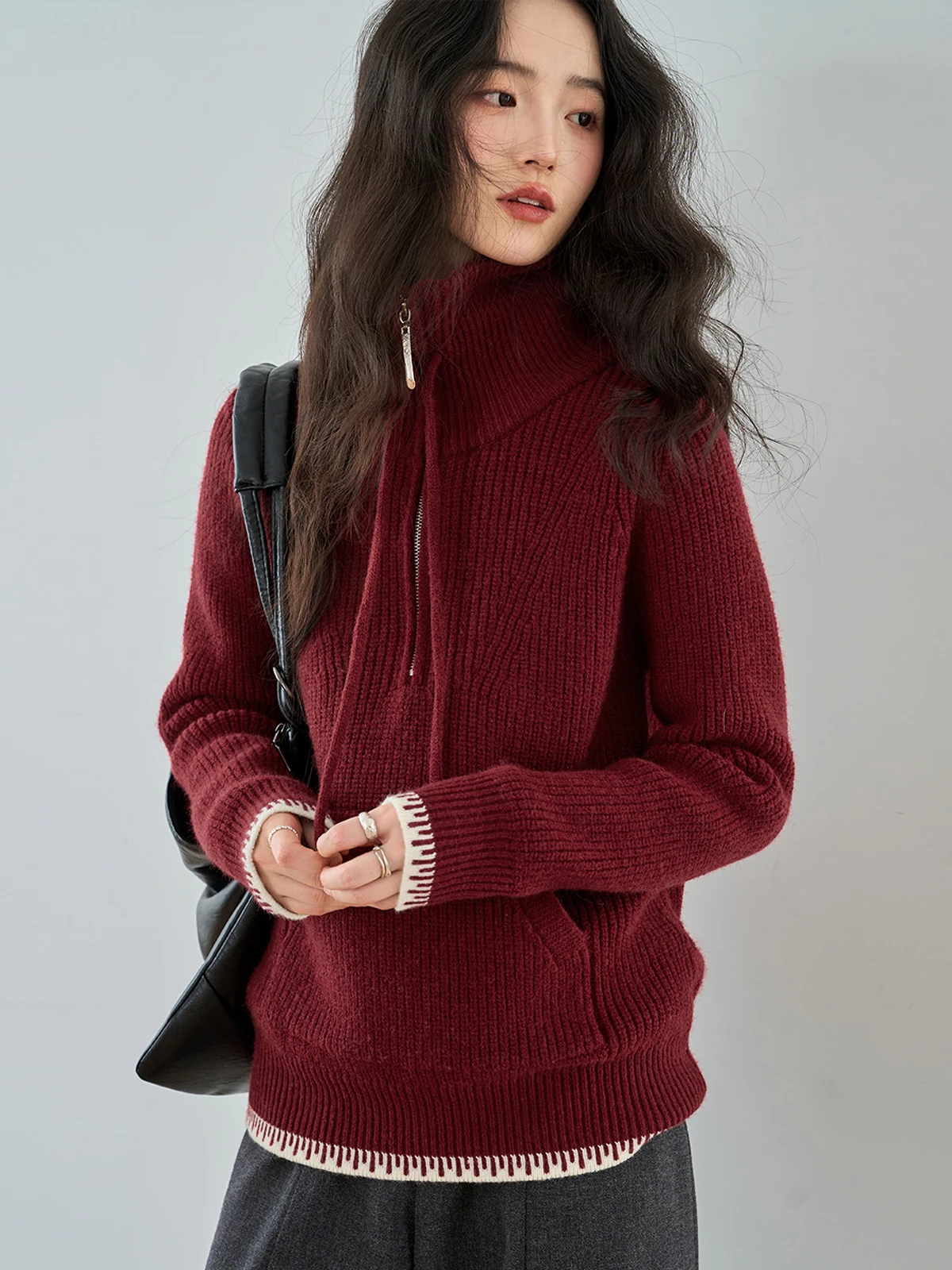 MoZao Red Knitted Sweater f Zip Loose Fit Overhead Top for Women Winter Warm High Collar Long Sve Straight Cut Sle
MoZao Red Knitted Sweater f Zip Loose Fit Overhead Top for Women Winter Warm High Collar Long Sve Straight Cut Sle