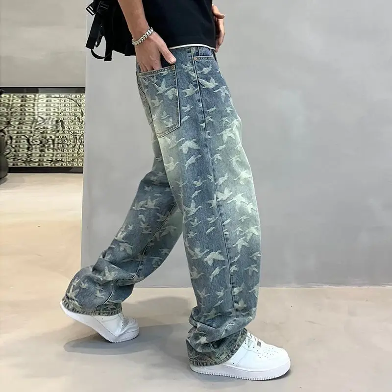 New Jacquard Full Printed High Street Fashion Ins Design Jeans Men's Loose Straight Washed Wide-Leg Trousers All-Matching
New Jacquard Full Printed High Street Fashion Ins Design Jeans Men's Loose Straight Washed Wide-Leg Trousers All-Matching