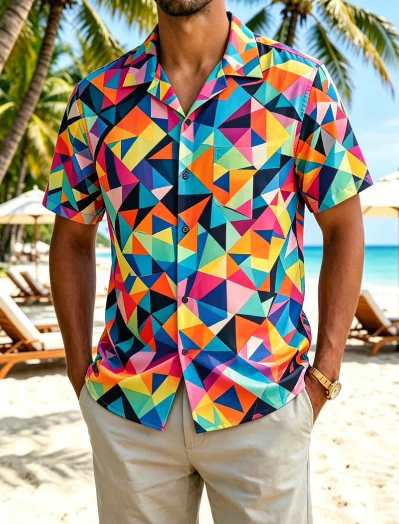 Men's rainbow gradient printed shirt, featuring an island style, for summer vacations, beach trips, daily, and casual wear
Men's rainbow gradient printed shirt, featuring an island style, for summer vacations, beach trips, daily, and casual wear