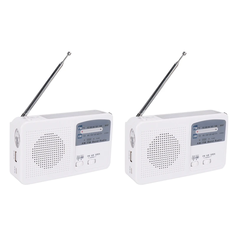 HFES 2X Emergency Radio With Solar And Hand Crank Self Powered, Battery USB FM/AM Radio LED Flashlight Phone Charger
HFES 2X Emergency Radio With Solar And Hand Crank Self Powered, Battery USB FM/AM Radio LED Flashlight Phone Charger