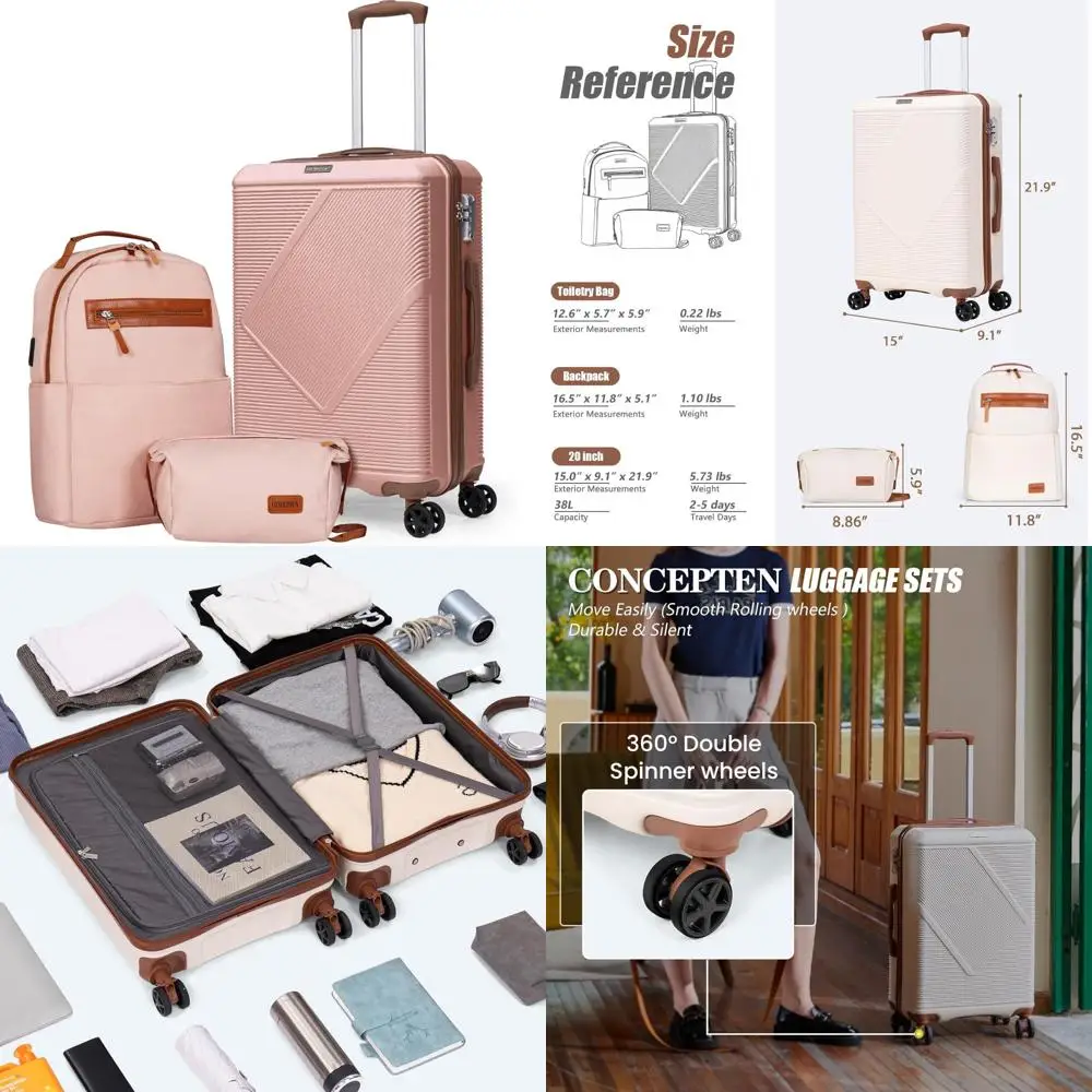 3 Piece Luggage Set - 20 Inch Spinner Carry-On Suitcases, Lightweight ABS Hardshell, TSA Lock, Travel Essentials
3 Piece Luggage Set - 20 Inch Spinner Carry-On Suitcases, Lightweight ABS Hardshell, TSA Lock, Travel Essentials