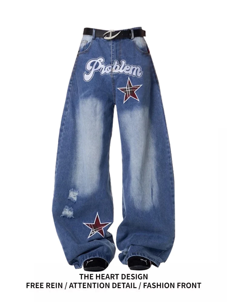 American Retro Street Sle Wide Leg Denim Jeans Women Summer Loose Slim Straight Floor-Length Pants Embroidered Star Casual ...
American Retro Street Sle Wide Leg Denim Jeans Women Summer Loose Slim Straight Floor-Length Pants Embroidered Star Casual ...
