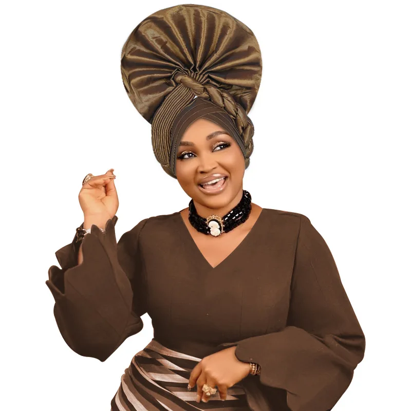 Women's Autogele Headtie Nigeria Raw Silk Fan Gele Wedding Party Head Wraps Headwear Turbante 2025 African Female Turban Cap
Women's Autogele Headtie Nigeria Raw Silk Fan Gele Wedding Party Head Wraps Headwear Turbante 2025 African Female Turban Cap
