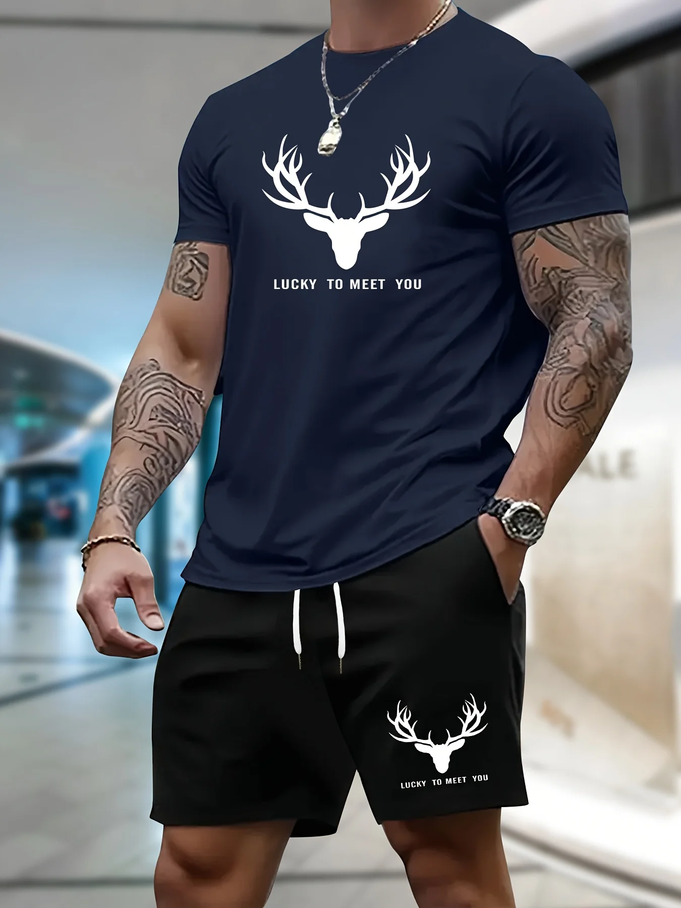 Men's Suit 2pcs Set Fashion Leisure Comfortable Set Men Including T-shirts Shorts Suitable Sports Fitness Activities Summer
Men's Suit 2pcs Set Fashion Leisure Comfortable Set Men Including T-shirts Shorts Suitable Sports Fitness Activities Summer
