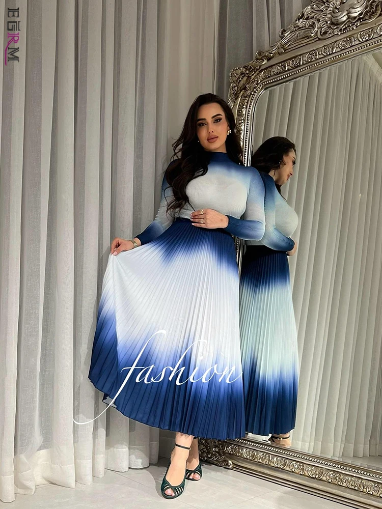 EGRM High-end Miyake Pleated Two Piece Sets Women's Long Sleeved T-shirt&High Waist Folds A-line Skirt 2025 Spring New 6GR3520
EGRM High-end Miyake Pleated Two Piece Sets Women's Long Sleeved T-shirt&High Waist Folds A-line Skirt 2025 Spring New 6GR3520