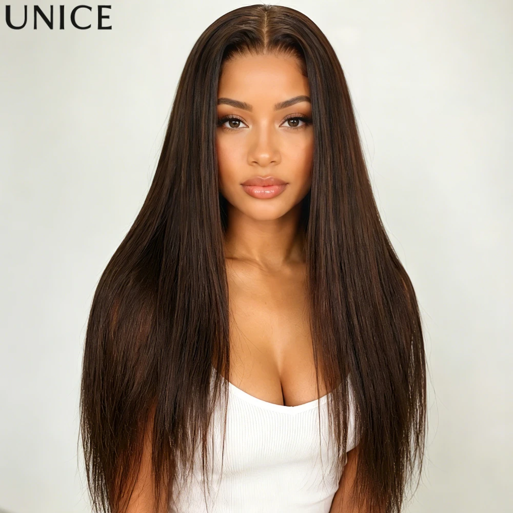 UNice #4 Brown Color 4x4 Lace Yaki Straight Human Hair Wig With Drawstring Pre Cut Pre Bleached Glueless Wig Ready To Wear Go
UNice #4 Brown Color 4x4 Lace Yaki Straight Human Hair Wig With Drawstring Pre Cut Pre Bleached Glueless Wig Ready To Wear Go