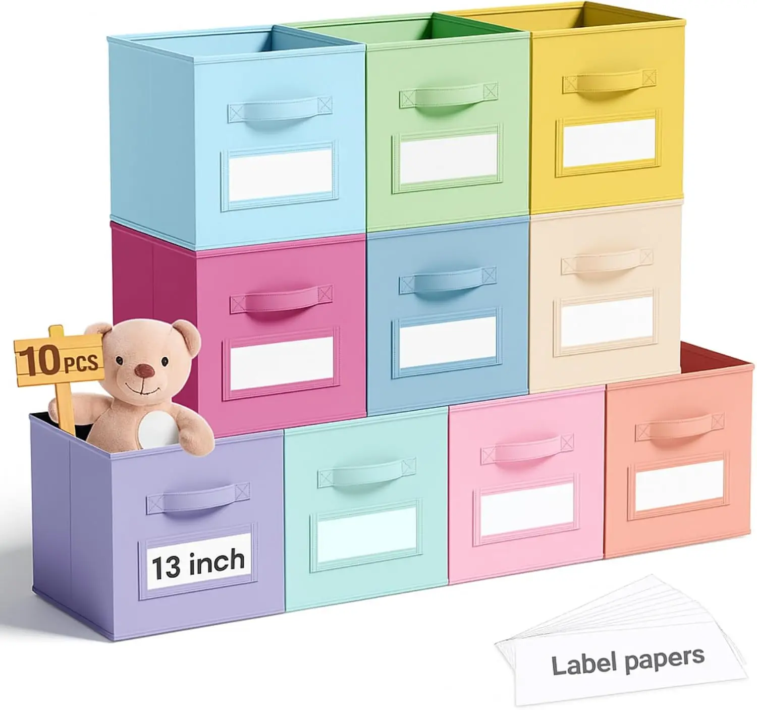 10 Pack Fabric Storage Cubes 13 Inch Collapsible Bins with Label Window & Handle Foldable Organizers for Shelf Closet Nursery
10 Pack Fabric Storage Cubes 13 Inch Collapsible Bins with Label Window & Handle Foldable Organizers for Shelf Closet Nursery