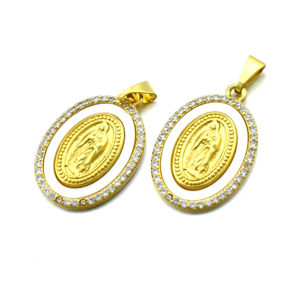 Handmade 18KGold Plated Christian St Mary'sVirgin Mary Enamel Pendant for DIY Women Religious Embroidery Jewelry Making Supplies
Handmade 18KGold Plated Christian St Mary'sVirgin Mary Enamel Pendant for DIY Women Religious Embroidery Jewelry Making Supplies