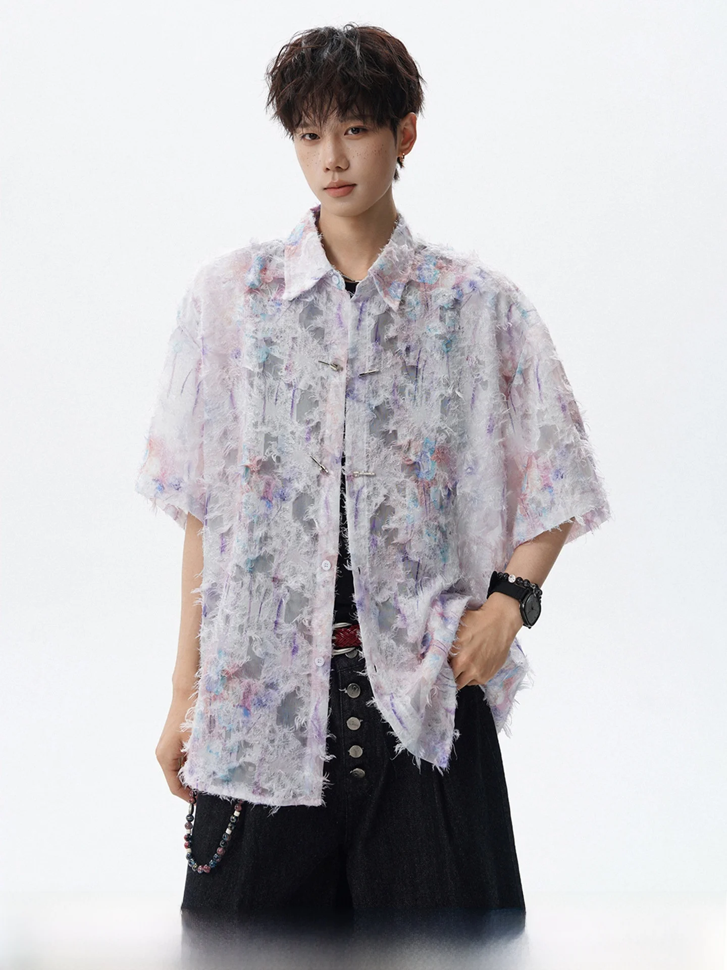 American High Street Tie Dye Fringe Short Sleeve Men's Summer Trendy Loose Casual Half Sleeve Shirt Polyester Fiber Beach Com...
American High Street Tie Dye Fringe Short Sleeve Men's Summer Trendy Loose Casual Half Sleeve Shirt Polyester Fiber Beach Com...