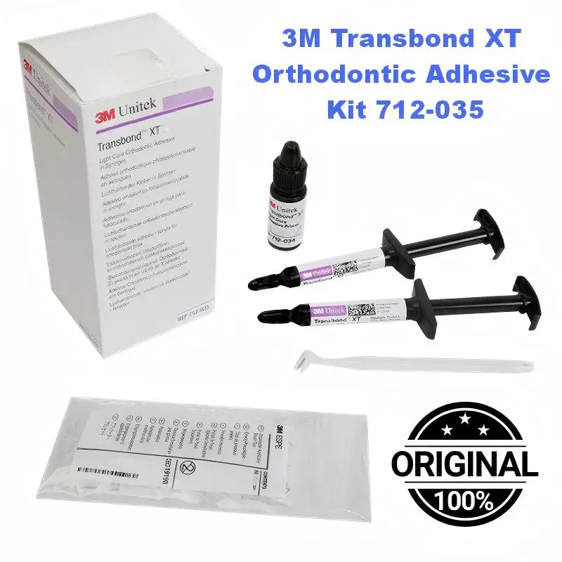 3M Transbond XT Light Cure Orthodontic Adhesive Kit 712-035 2x4g Adhesive Syringes Primer/ml Brush Tips and Brush Holder
3M Transbond XT Light Cure Orthodontic Adhesive Kit 712-035 2x4g Adhesive Syringes Primer/ml Brush Tips and Brush Holder