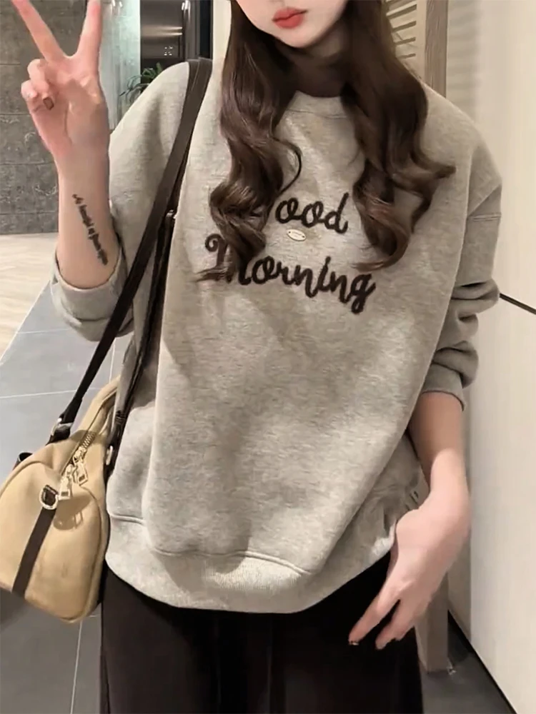 Korean Style Lazy Letter Print Overhead Sweatshirt Autumn Winter New Large Size Elegant Slimming Versatile Top Women's Fashion
Korean Style Lazy Letter Print Overhead Sweatshirt Autumn Winter New Large Size Elegant Slimming Versatile Top Women's Fashion