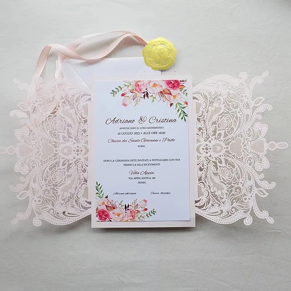 50 pieces Laser Floral Light Pink Wedding Invitation Card, Personalized Print Engagement XV Quinceanera Invitations IC119
50 pieces Laser Floral Light Pink Wedding Invitation Card, Personalized Print Engagement XV Quinceanera Invitations IC119