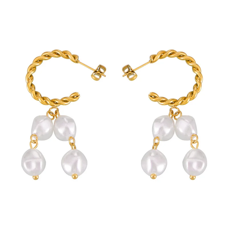 New Elegant C-Shaped Pearl Pendant Earrings Twist chain pendant gold plated luxury jewelry
New Elegant C-Shaped Pearl Pendant Earrings Twist chain pendant gold plated luxury jewelry