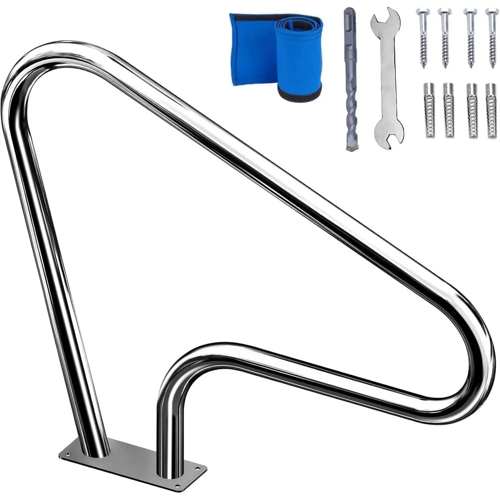 Swimming Pool Stainless Steel Handrail with Blue Grip Cover, Quick Mount Base Plate & Accessories for Inground Pools (39x32 Inch
Swimming Pool Stainless Steel Handrail with Blue Grip Cover, Quick Mount Base Plate & Accessories for Inground Pools (39x32 Inch