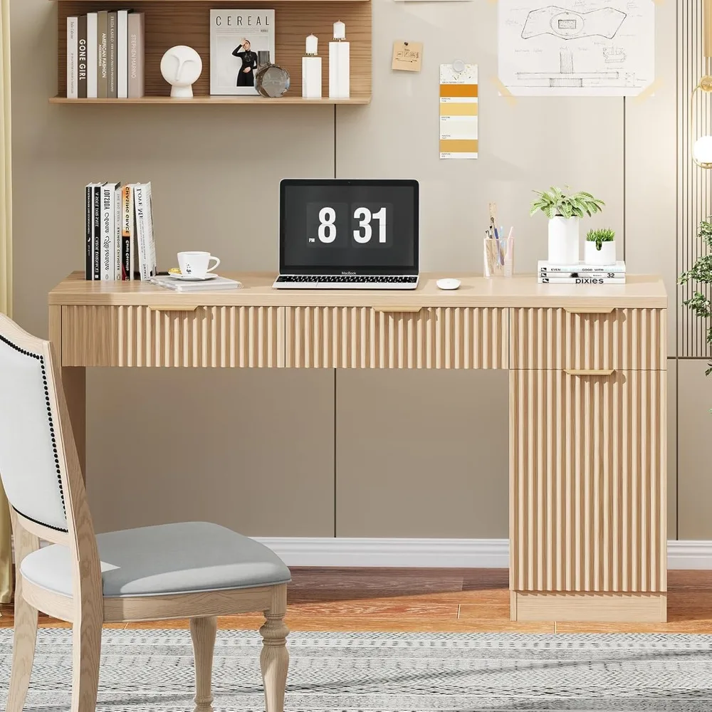 60" Executive Desk with Fluted Drawers, Wood Home Office Desk with Storage Cabinet, Charging Station, Fluted Computer Writing De
60" Executive Desk with Fluted Drawers, Wood Home Office Desk with Storage Cabinet, Charging Station, Fluted Computer Writing De