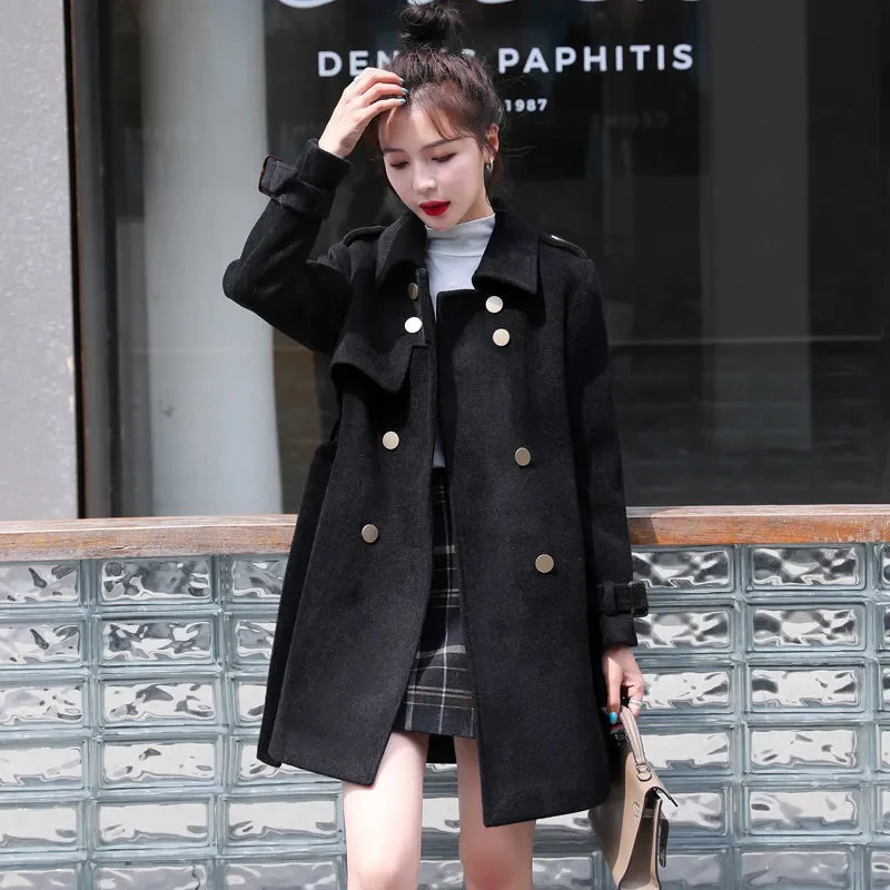 High-End Double Breasted Woolen Coat For Women Autumn Winter New Fashion Woolen Blending Jacket Outerwear With Belt Female
High-End Double Breasted Woolen Coat For Women Autumn Winter New Fashion Woolen Blending Jacket Outerwear With Belt Female