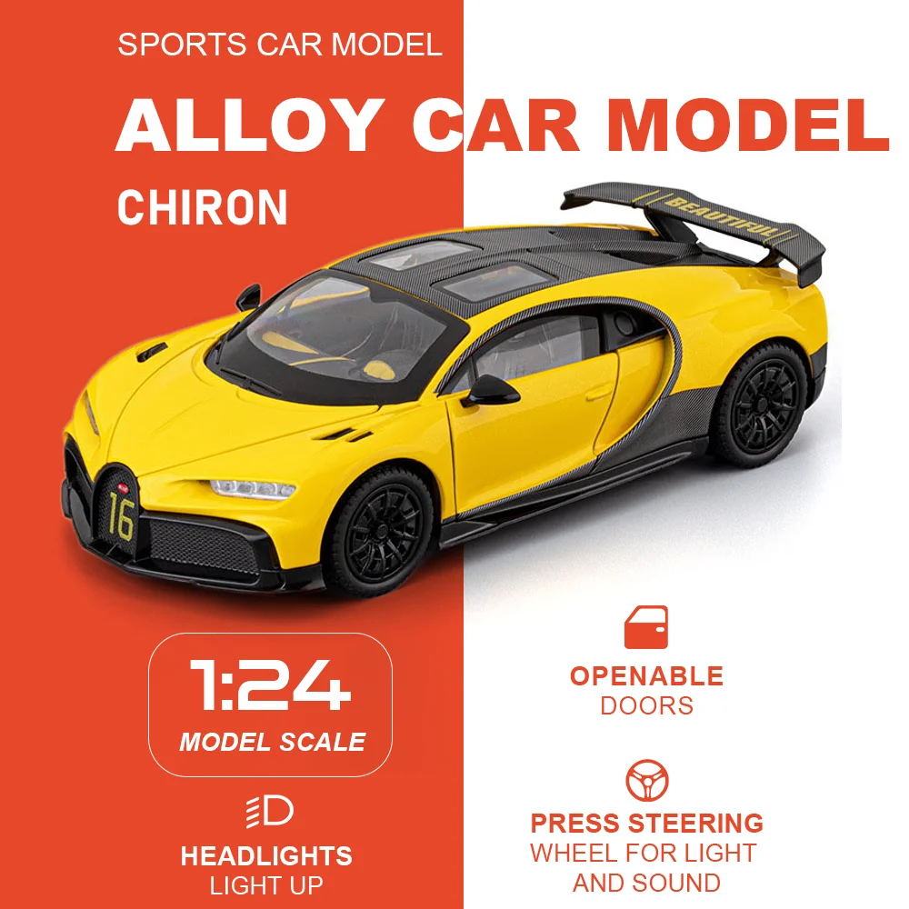 1:24 Chiron F1-LM Sports Model Diecast Car Alloy Toy Sound Light Doors Opened Pull Back Vehices Home Decoration Gift for Friends
1:24 Chiron F1-LM Sports Model Diecast Car Alloy Toy Sound Light Doors Opened Pull Back Vehices Home Decoration Gift for Friends