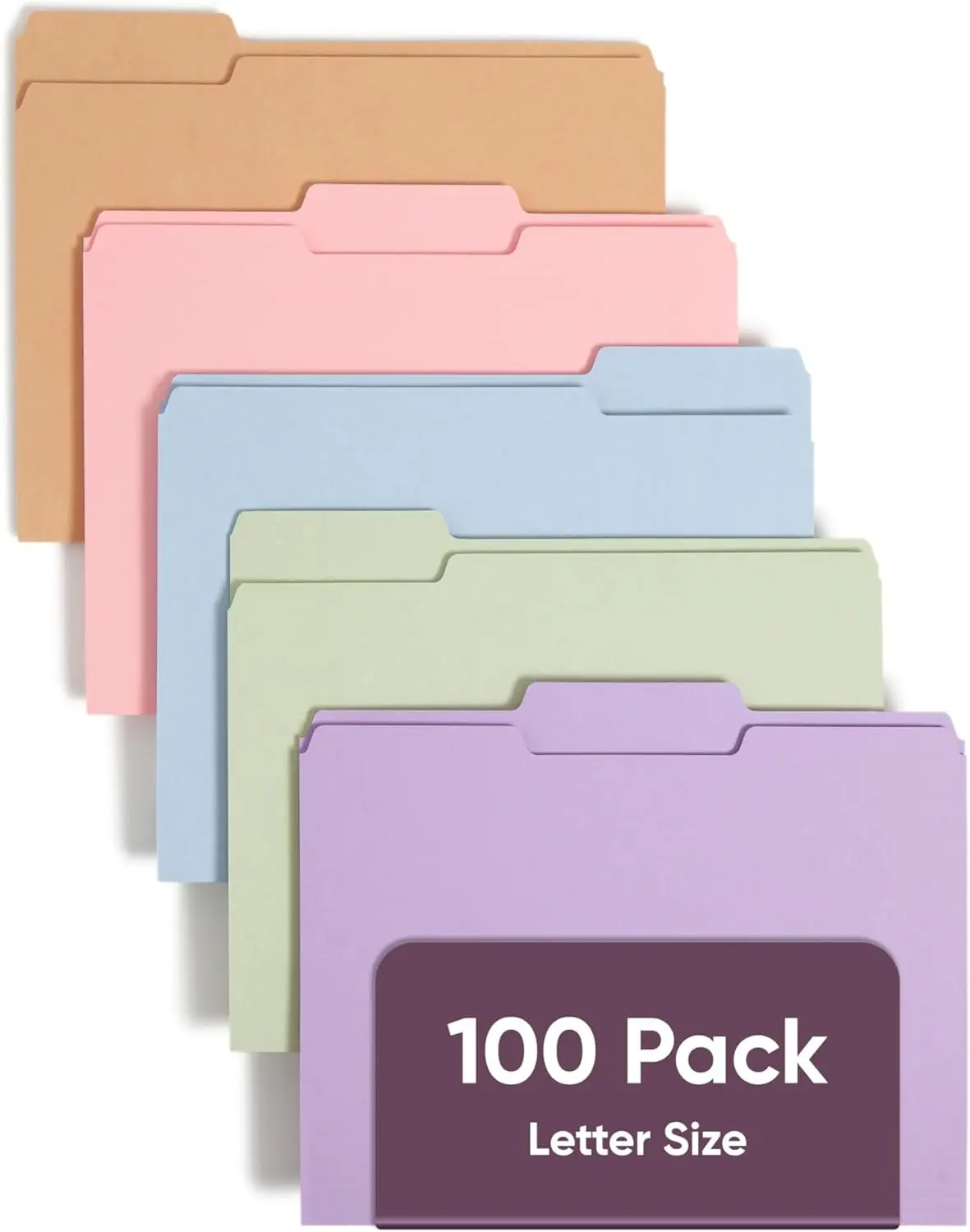 100 Pastel File Folders, Letter Size, 1/3-Cut Tabs, Assorted Colors
100 Pastel File Folders, Letter Size, 1/3-Cut Tabs, Assorted Colors