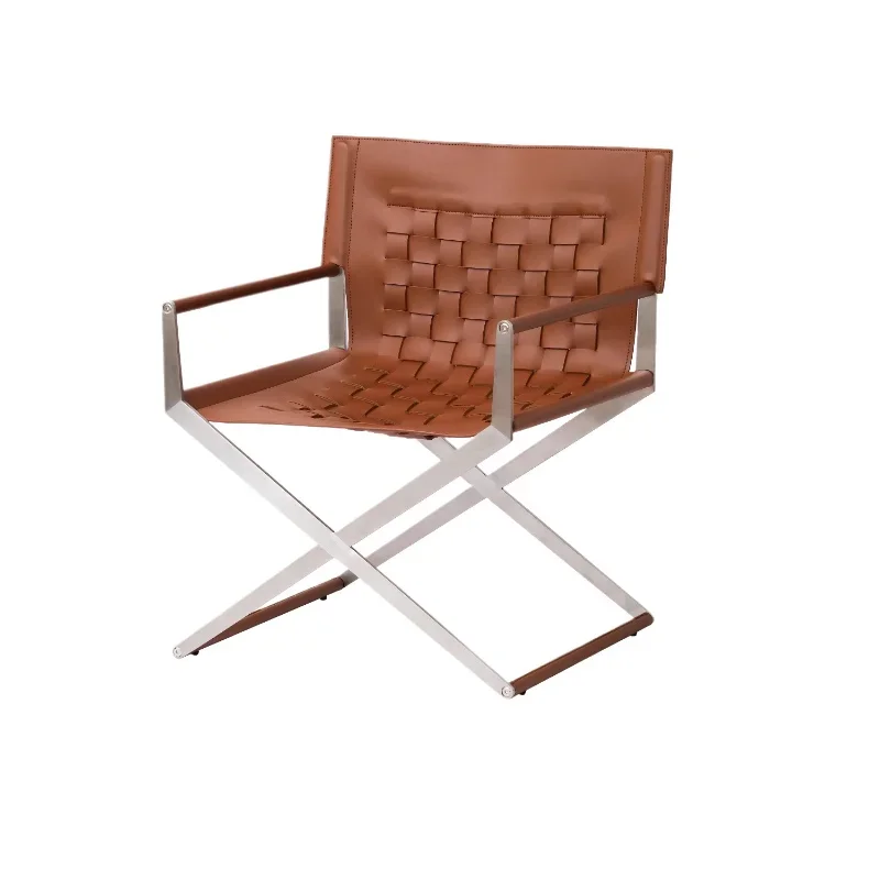 Classic woven saddle leather armchair, Bauhaus steel foot outdoor chair for home use
Classic woven saddle leather armchair, Bauhaus steel foot outdoor chair for home use