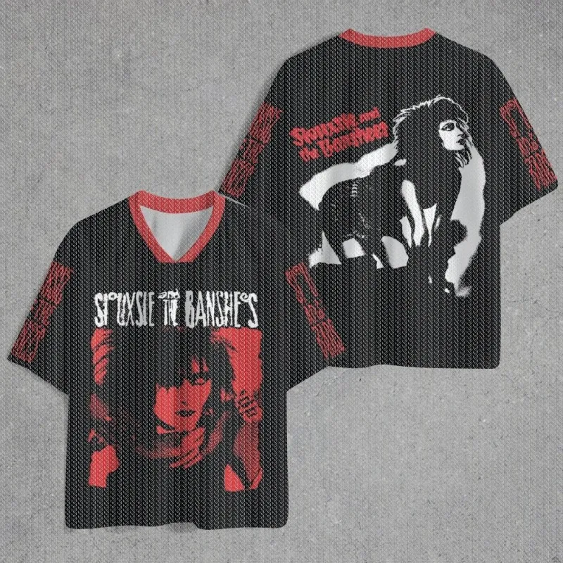 V Neck Black Red Trim Mesh Jersey T Shirt Vintage Gothic Woman Portrait Print Front Back Sleeve Punk Streetwear Top
V Neck Black Red Trim Mesh Jersey T Shirt Vintage Gothic Woman Portrait Print Front Back Sleeve Punk Streetwear Top
