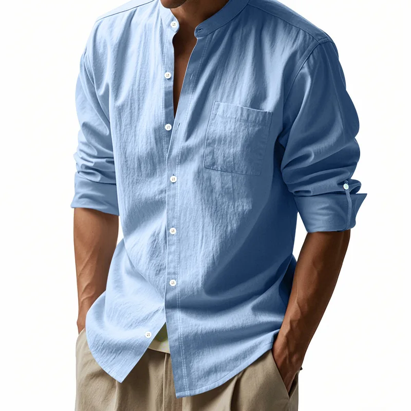 Men's Cotton Linen Shirt Tops Stand Collar Long Sleeve Button Down Henley Shirt New Men Spring Summer Casual Vacation Shirts
Men's Cotton Linen Shirt Tops Stand Collar Long Sleeve Button Down Henley Shirt New Men Spring Summer Casual Vacation Shirts