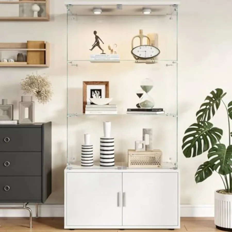 Tempered Glass Display Cabinet, 4-Tier Tall Storage Case with Lockable Doors and Light, Modern Wall Curio Shelf Cabinet, Wine R
Tempered Glass Display Cabinet, 4-Tier Tall Storage Case with Lockable Doors and Light, Modern Wall Curio Shelf Cabinet, Wine R
