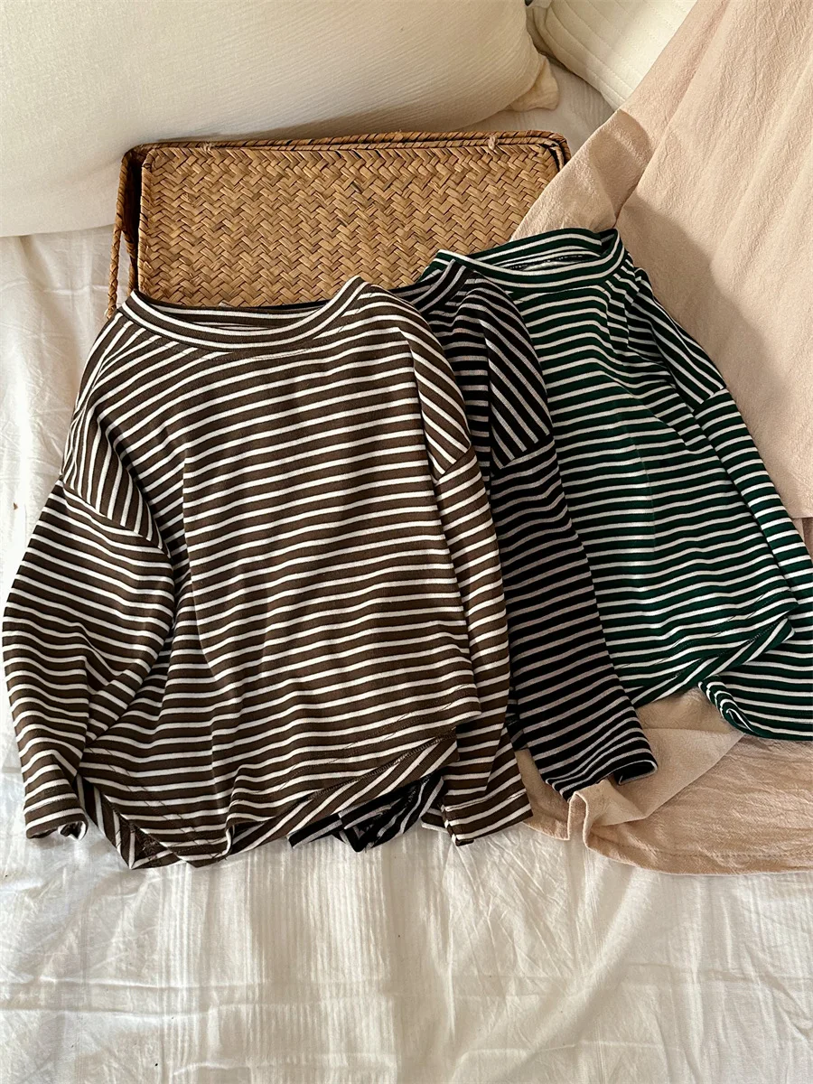 MILANCEL, осенняя детская нижняя рубашка, От 1 до 7 лет, свободные майки в полоску с цветными блоками для девочек, футболка с длинными рукавами для мальчиков, детская одежда
MILANCEL, осенняя детская нижняя рубашка, От 1 до 7 лет, свободные майки в полоску с цветными блоками для девочек, футболка с длинными рукавами для мальчиков, детская одежда