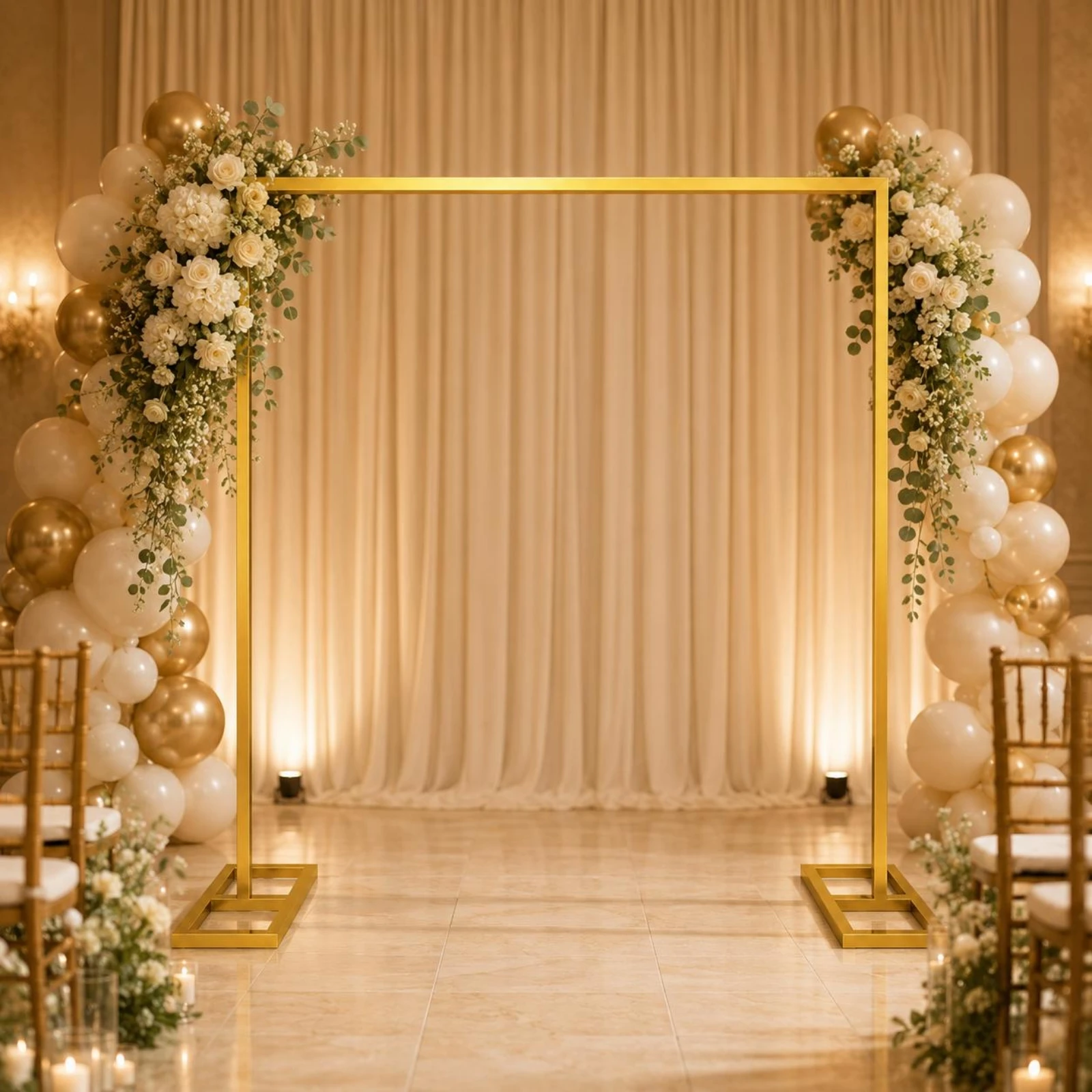 Gold Metal Arch Stand Polished Finish Square Tubing Arch Frame Photo Area Frame Geometric Design Event Decor Decorative
Gold Metal Arch Stand Polished Finish Square Tubing Arch Frame Photo Area Frame Geometric Design Event Decor Decorative
